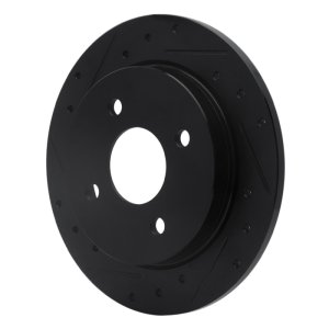 Ford Fiesta Brake Rotor (1) - Rear Left - R1 Concepts - Drilled & Slotted - Black - `01-`19